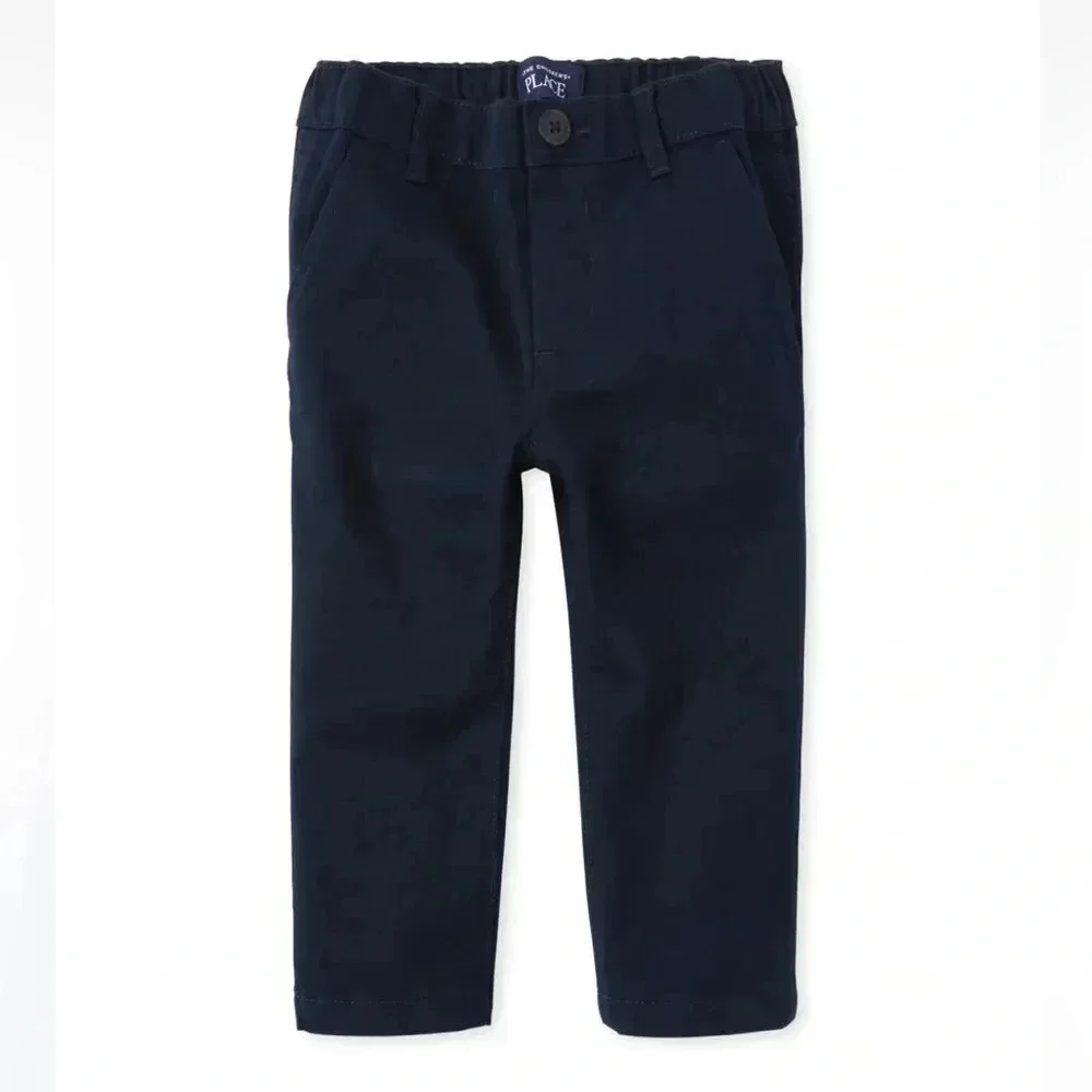 Toddler Boys Uniform Stretch Straight Chino Pants - New Navy